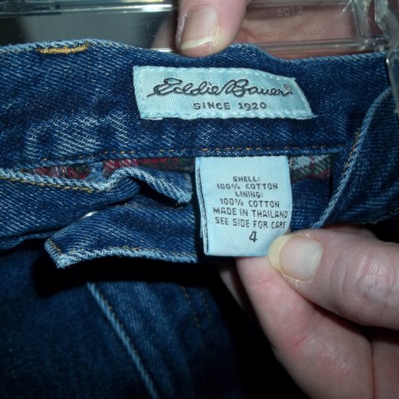 Eddie Bauer Med/dark blue flannel lined jeans - Picture 4 of 4
